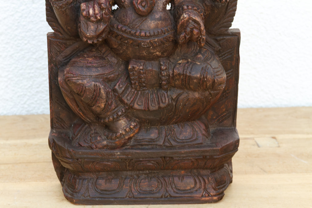 Mid-Century Hancarved Wood Ganesha Wall Panel (Trade)