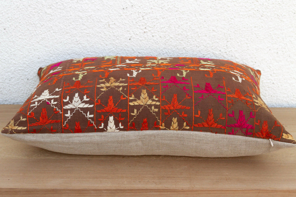 Horshiapur Bloom, Antique Phulkari Lumbar Pillow Cover