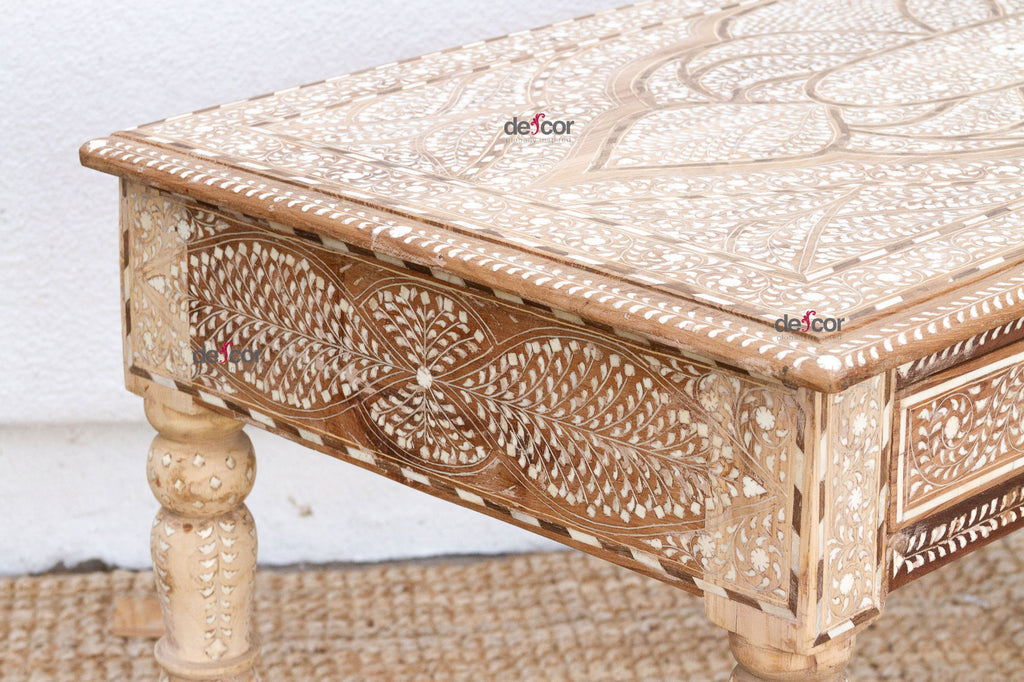 British Colonial Small Desk With Fine Inlay Design