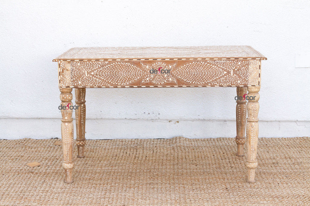 British Colonial Small Desk With Fine Inlay Design