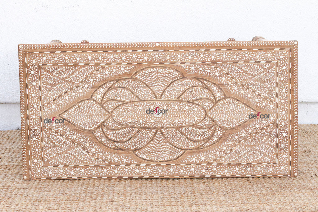 British Colonial Small Desk With Fine Inlay Design