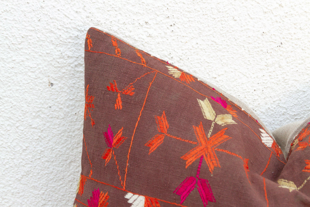 Ropar Radiant, Antique Phulkari Lumbar Pillow Cover (Trade)