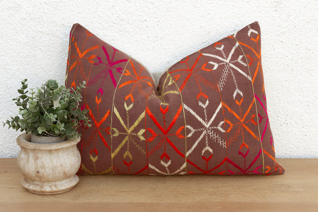 Jalandhar Jewel, Antique Phulkari Lumbar Pillow Cover