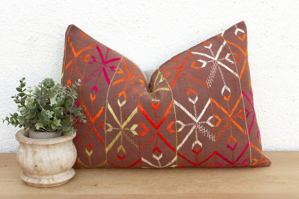 Jalandhar Jewel, Antique Phulkari Lumbar Pillow Cover