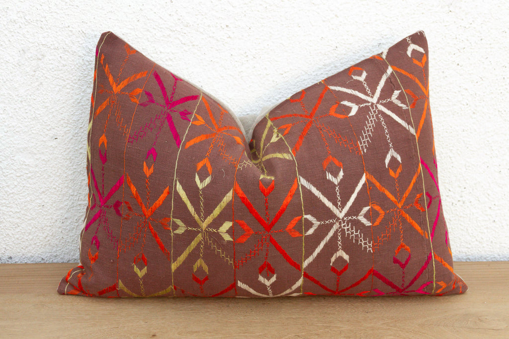 Jalandhar Jewel, Antique Phulkari Lumbar Pillow Cover