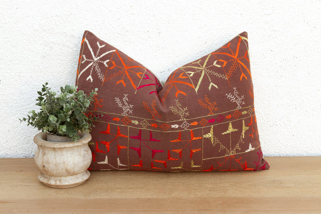 Nabha Nomad, Antique Phulkari Lumbar Pillow Cover Trade)