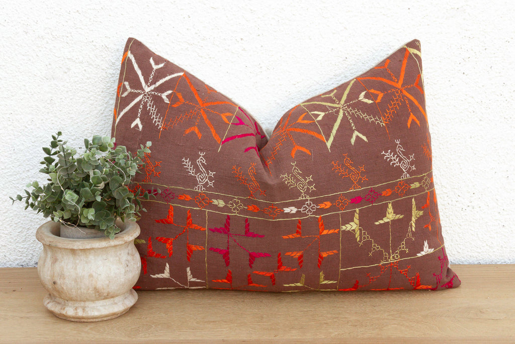 Nabha Nomad, Antique Phulkari Lumbar Pillow Cover Trade)