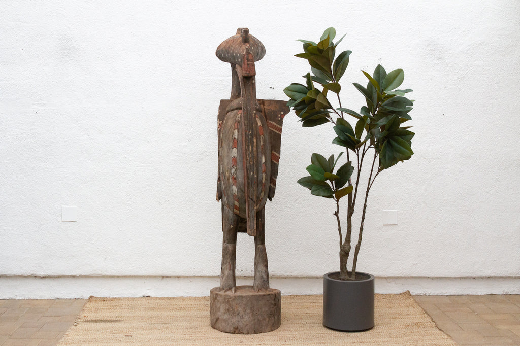 Tall African Fallen Wings Hornbill With Tribal Painted Marks