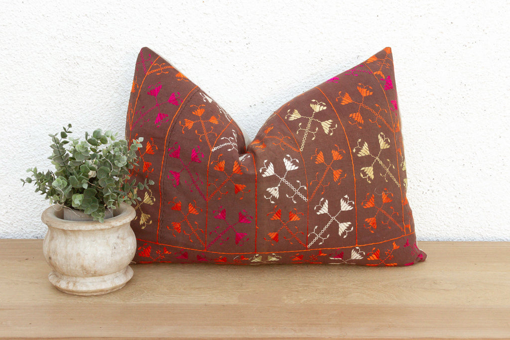 Kapurthala Cross, Antique Phulkari Lumbar Pillow Cover (Trade)
