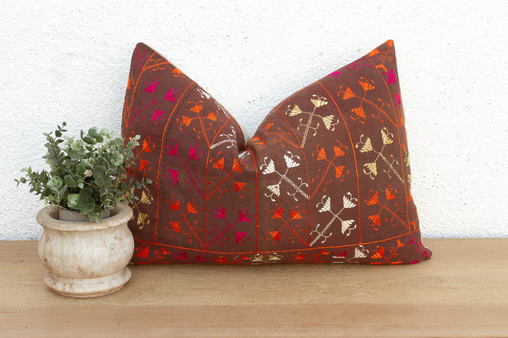 Kapurthala Cross, Antique Phulkari Lumbar Pillow Cover (Trade)