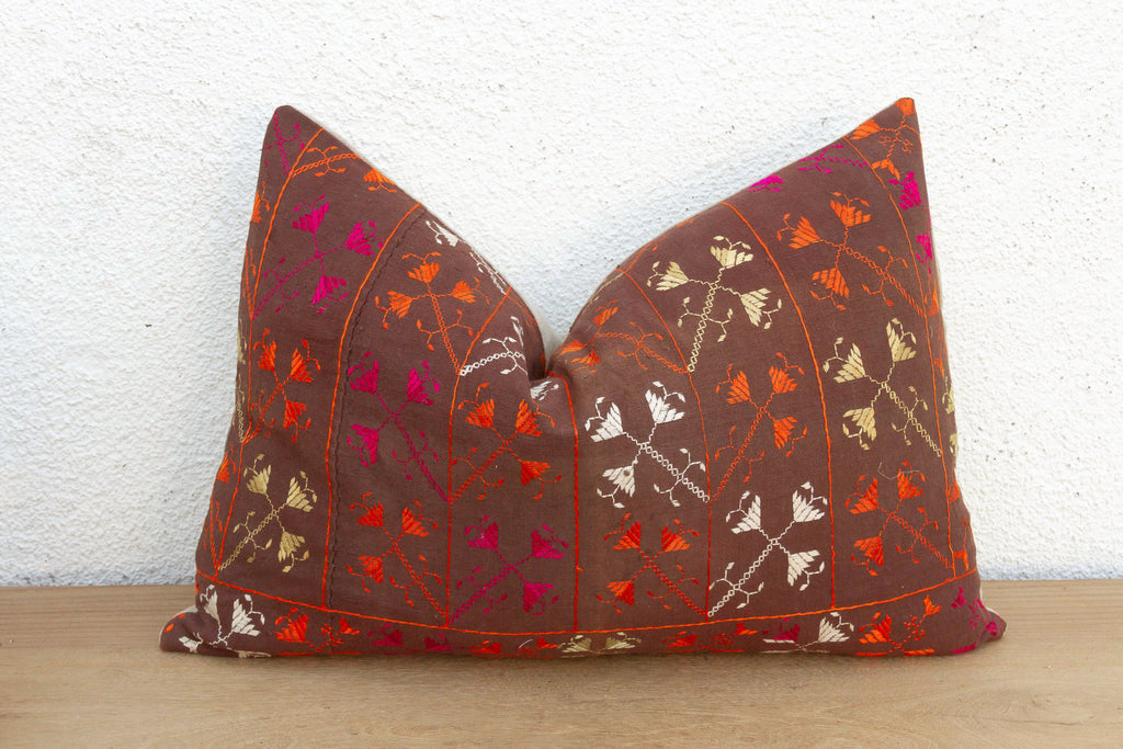 Kapurthala Cross, Antique Phulkari Lumbar Pillow Cover (Trade)