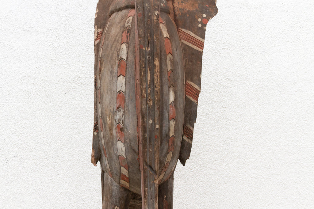 Tall African Fallen Wings Hornbill With Tribal Painted Marks