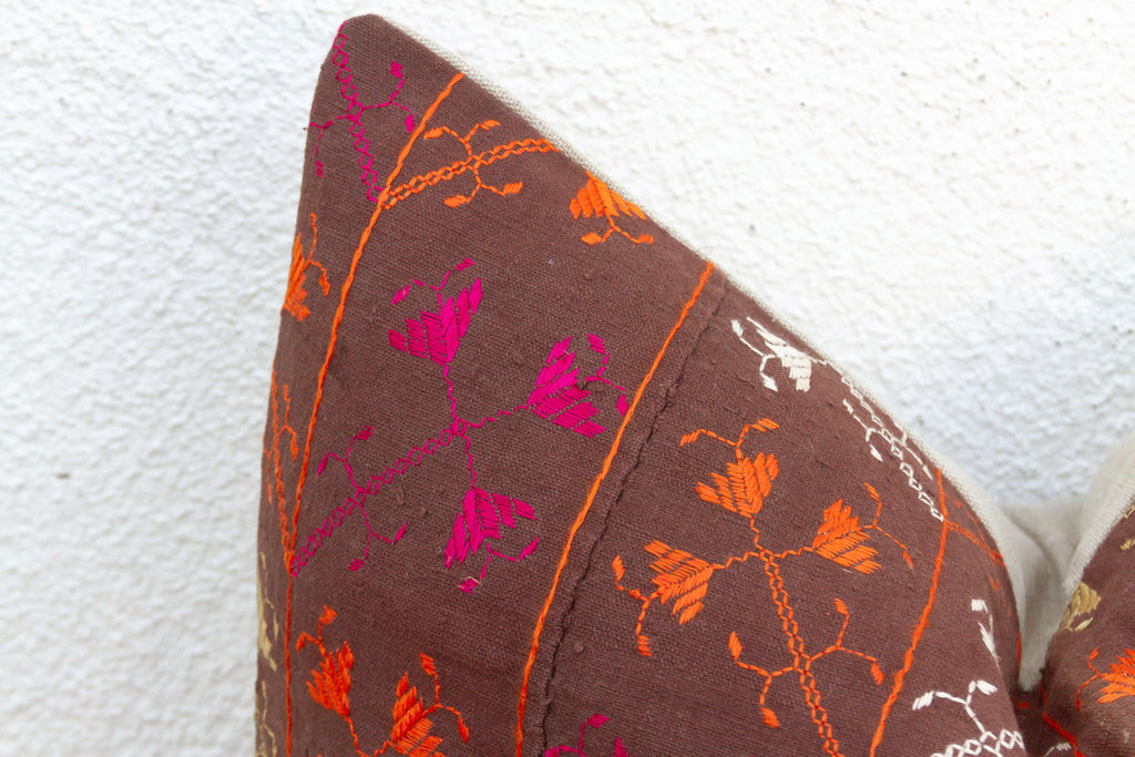 Kapurthala Cross, Antique Phulkari Lumbar Pillow Cover (Trade)