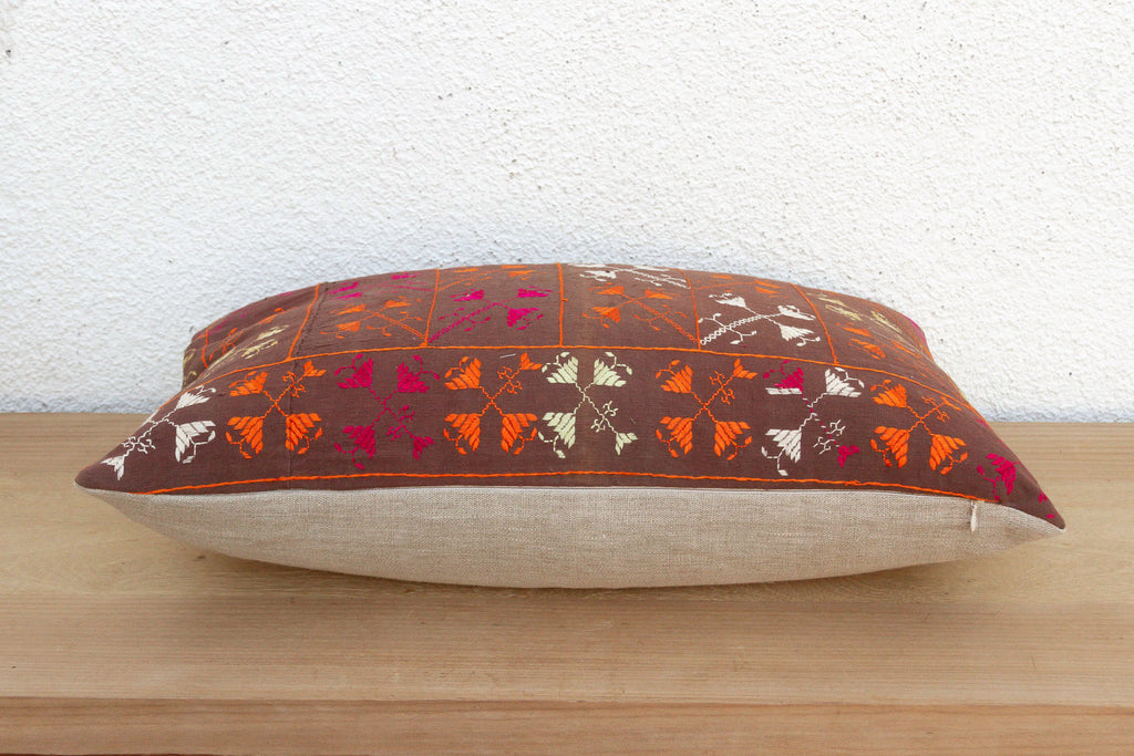 Kapurthala Cross, Antique Phulkari Lumbar Pillow Cover (Trade)