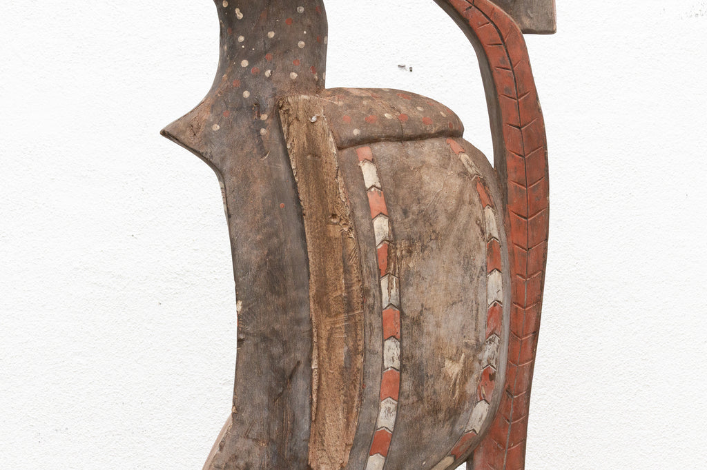 Tall African Fallen Wings Hornbill With Tribal Painted Marks