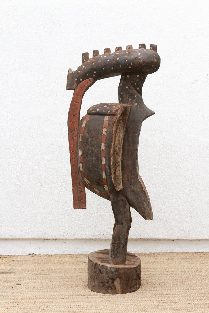 Tall African Fallen Wings Hornbill With Tribal Painted Marks