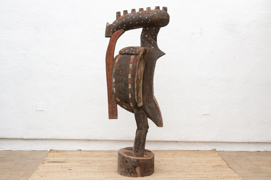 Tall African Fallen Wings Hornbill With Tribal Painted Marks