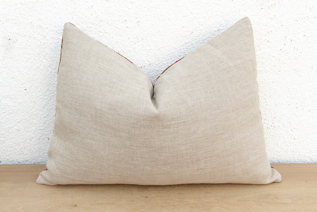 Faridkot Folk, Antique Phulkari Lumbar Pillow Cover
