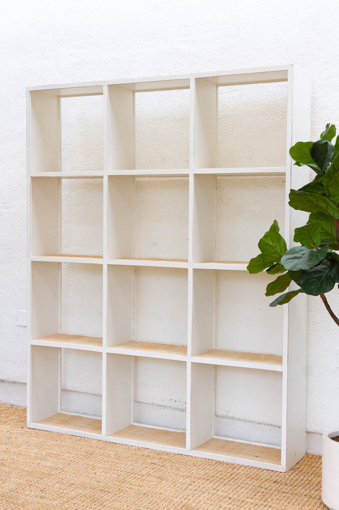 Large Vintage Acacia Wood Painted Bookcase