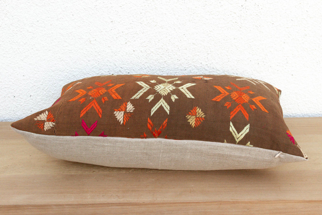 Bathinda Star, Antique Phulkari Lumbar Pillow Cover (Trade)