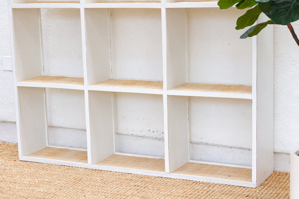 Large Vintage Acacia Wood Painted Bookcase