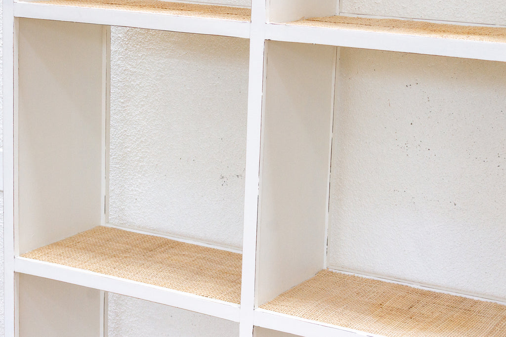 Large Vintage Acacia Wood Painted Bookcase