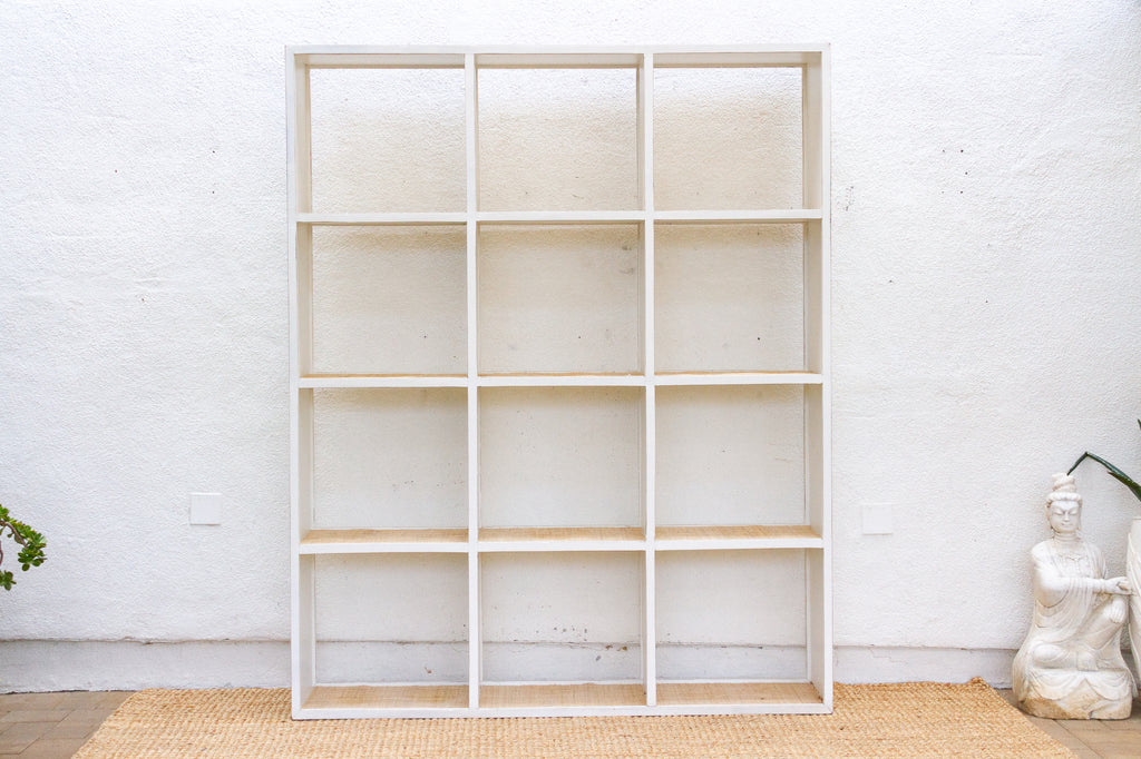 Large Vintage Acacia Wood Painted Bookcase