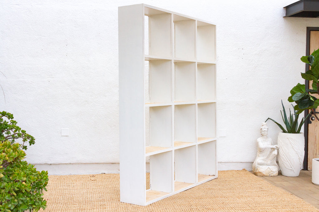 Large Vintage Acacia Wood Painted Bookcase