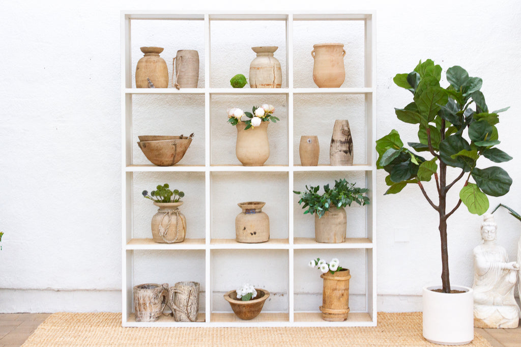 20th Century Distressed White Cubicle Bookcase