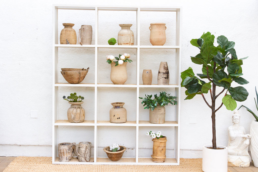 20th Century Distressed White Cubicle Bookcase