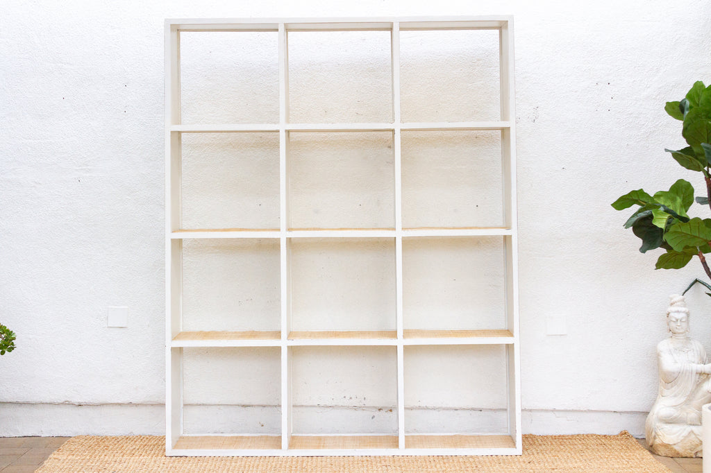 20th Century Distressed White Cubicle Bookcase