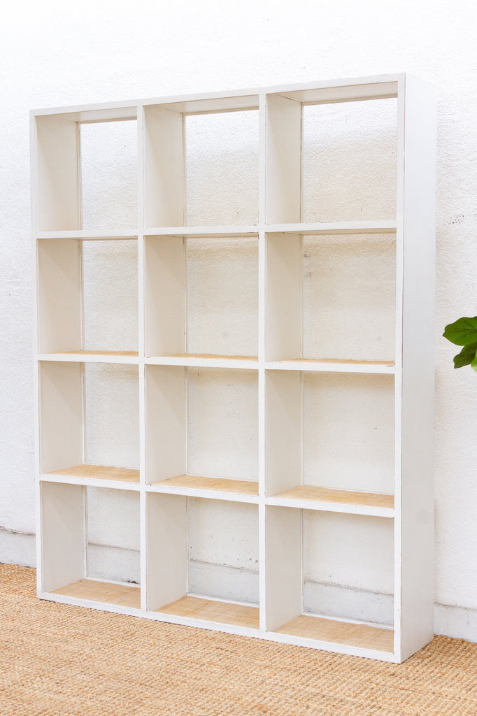 20th Century Distressed White Cubicle Bookcase