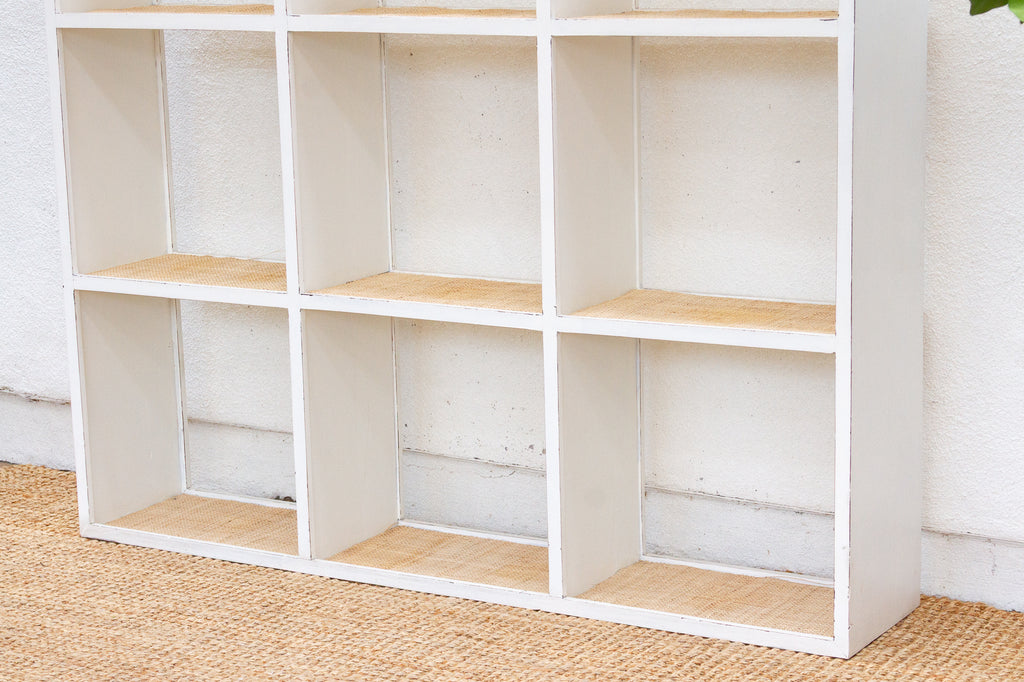 20th Century Distressed White Cubicle Bookcase