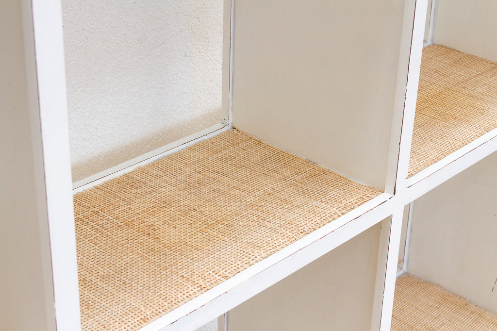 20th Century Distressed White Cubicle Bookcase