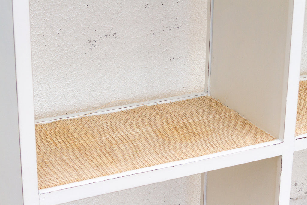 20th Century Distressed White Cubicle Bookcase