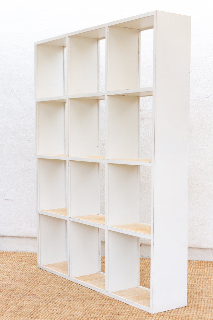 20th Century Distressed White Cubicle Bookcase