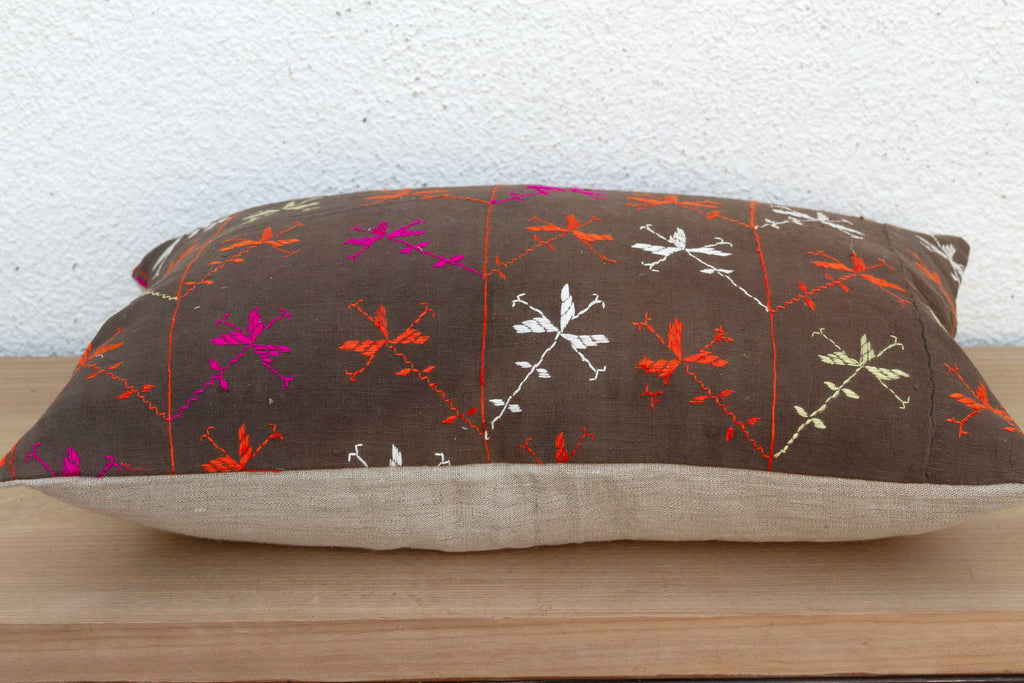 Sangrur Stitching, Antique Phulkari Lumbar Pillow Cover