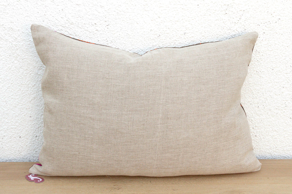 Sangrur Stitching, Antique Phulkari Lumbar Pillow Cover