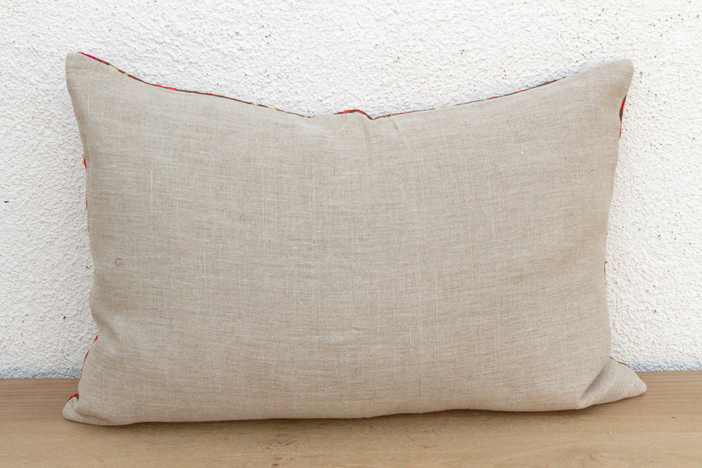 Mukstar Medallion, Antique Phulkari Lumbar Pillow Cover