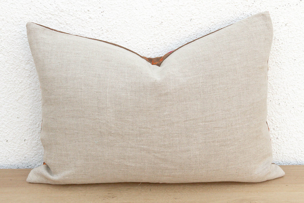 Firozpur, Antique Phulkari Lumbar Pillow Cover