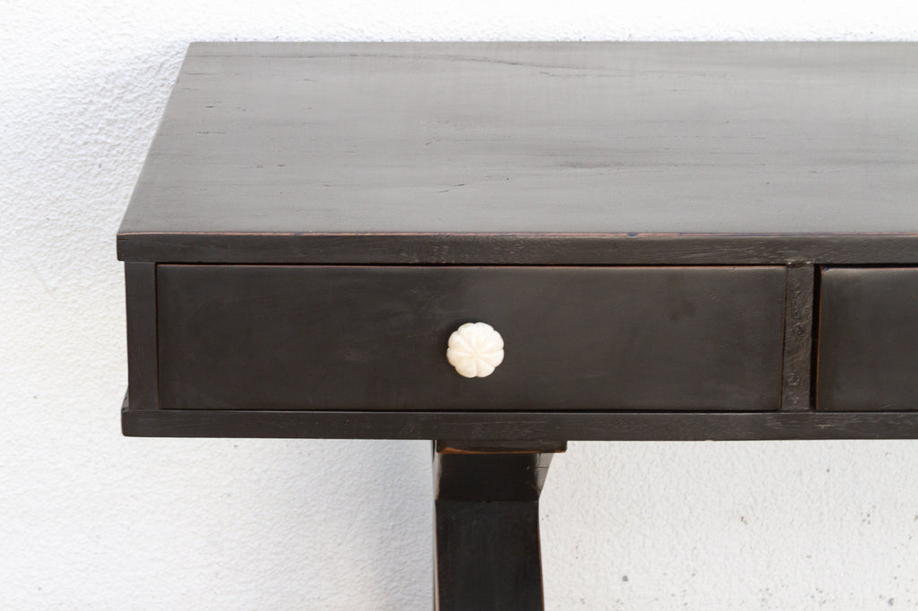 Sculptural Ebonized Wood Writing Table