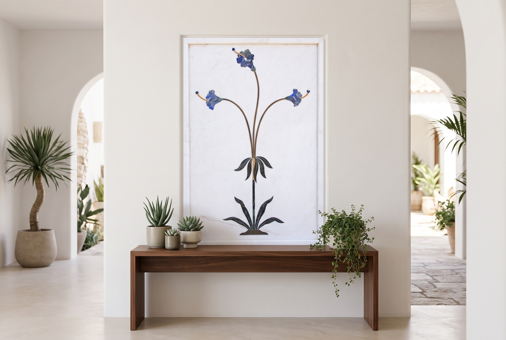 Precious Botanical Inlay Marble Panel (Trade)