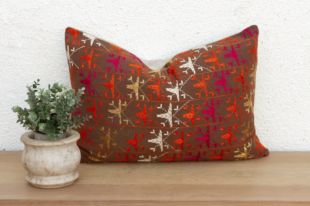 Khanna Knot, Antique Phulkari Lumbar Pillow Cover