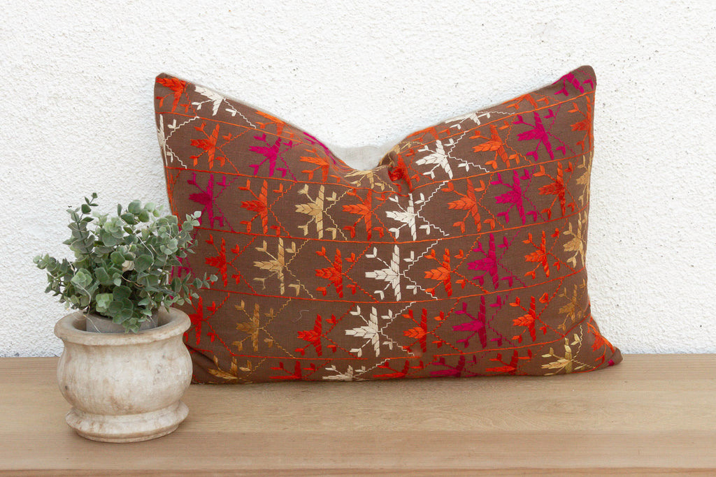 Khanna Knot, Antique Phulkari Lumbar Pillow Cover