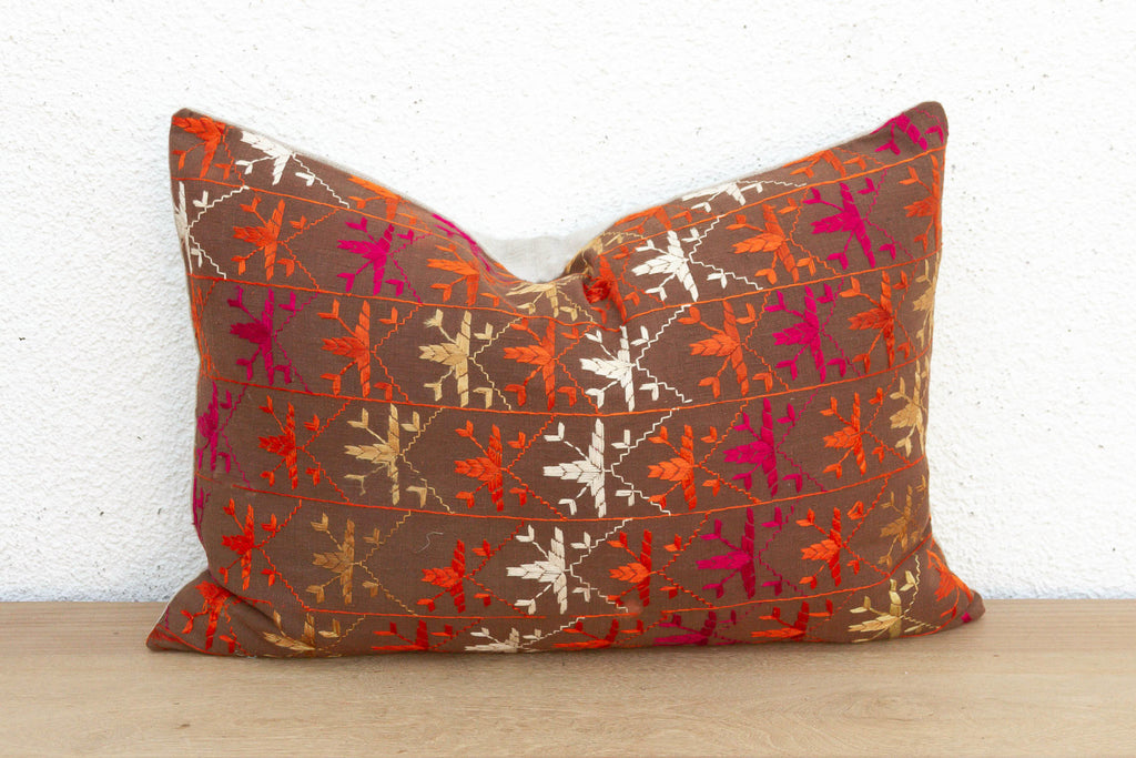 Khanna Knot, Antique Phulkari Lumbar Pillow Cover