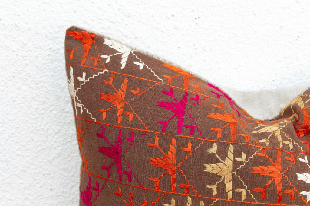 Khanna Knot, Antique Phulkari Lumbar Pillow Cover