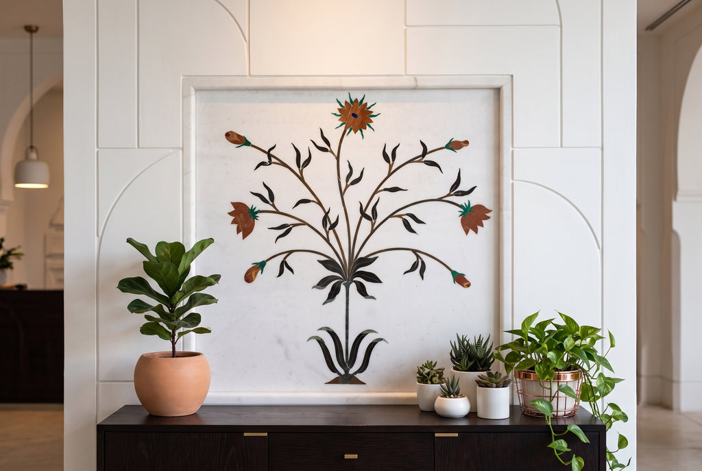 Marble Gemstone Inlay Campanula Wall Panel (Trade)