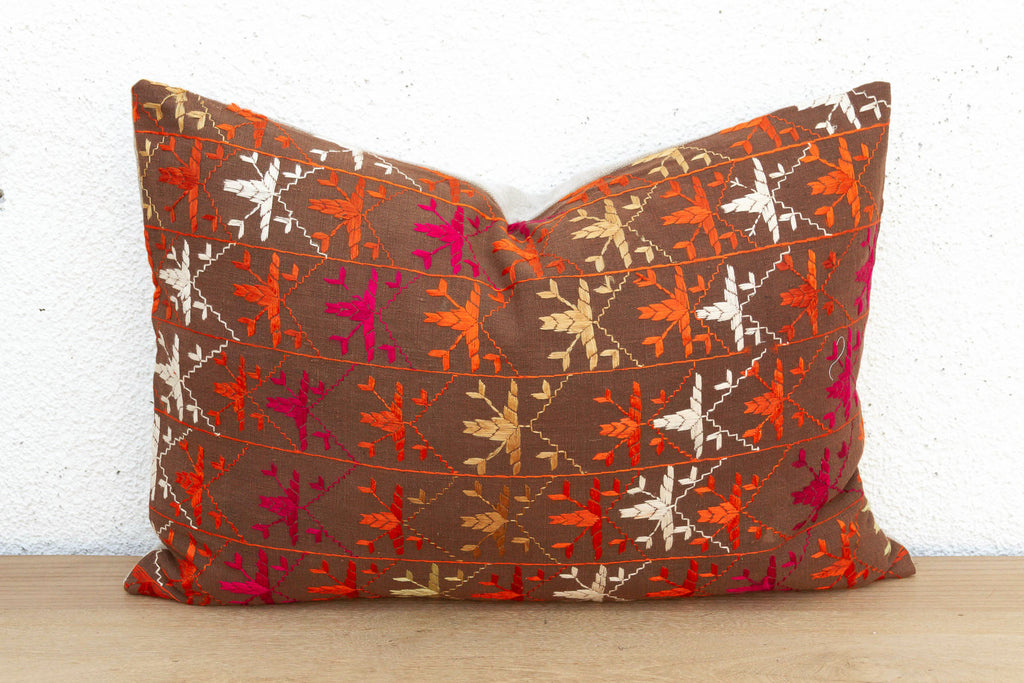 Barnala Embroidery, Antique Phulkari Lumbar Pillow Cover (Trade)