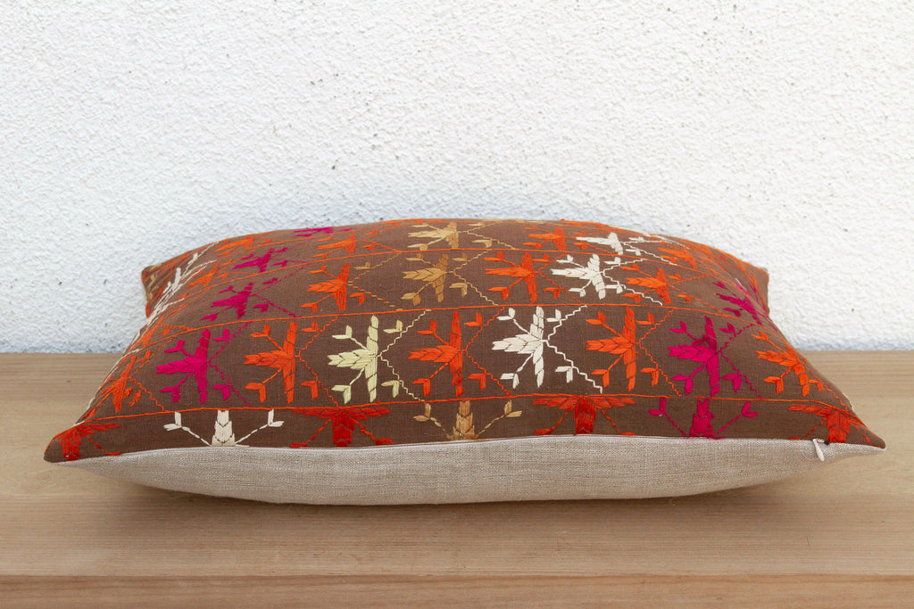 Barnala Embroidery, Antique Phulkari Lumbar Pillow Cover (Trade)