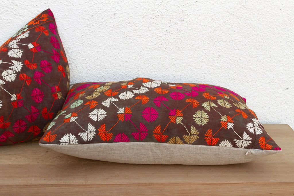 Patiala Heritage, Antique Phulkari Lumbar Pillow Covers, Pair (Trade)